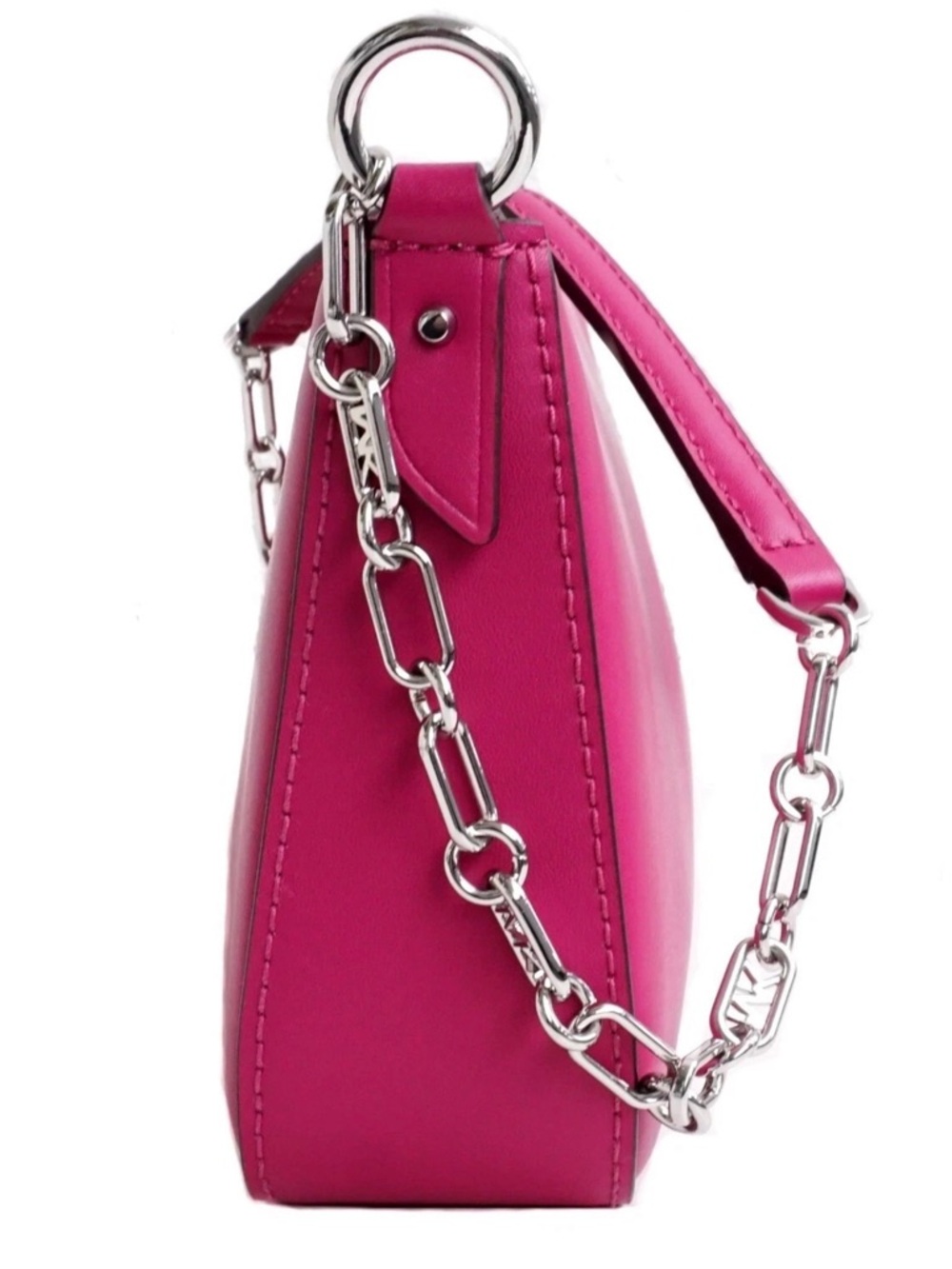 Michael Kors Deep Fuschia Empire Leather Chain-Link Pouchette - Picture 4 of 11